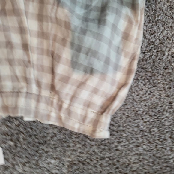 Lou Grey – Taupe and Ecru 100% Linen Wide Leg Plaid Pants (Size XL) - Picture 14 of 15